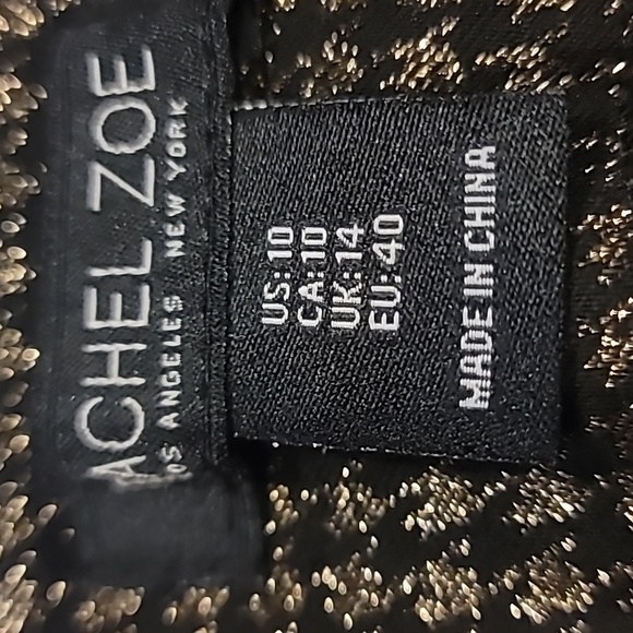 Rachel Zoe Gold Metallic Houndstooth Leggings Black 10 - Picture 6 of 6